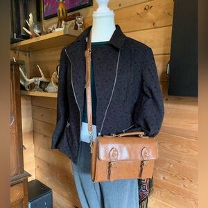 Vintage Unisex Tan Leather Bag Preppy Doctor Lawyer Student College Teacher Twee